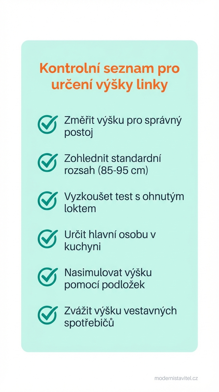 výška kuchyňské linky: seznam