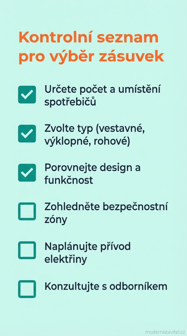zásuvky na kuchyňskou linku: seznam