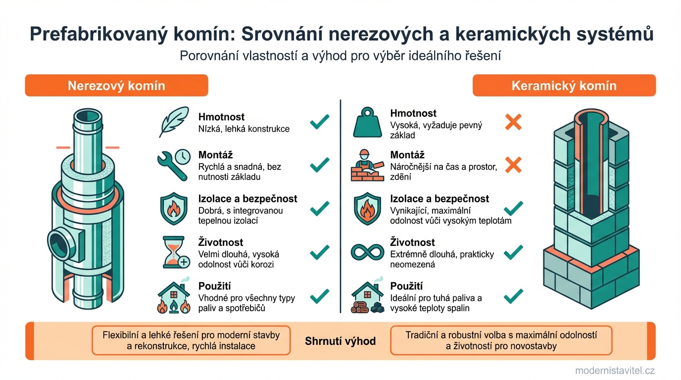 prefabrikovaný komín: srovnani