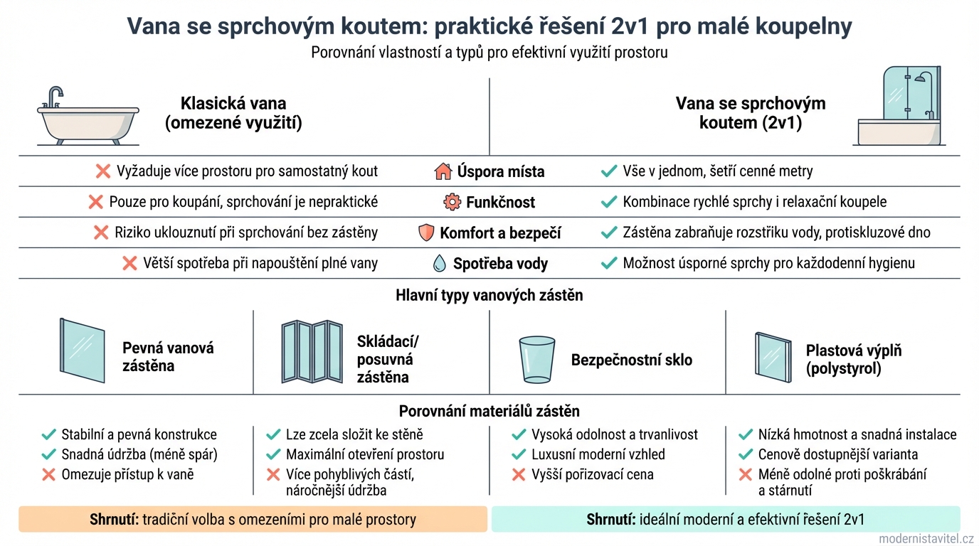 vana se sprchovým koutem: srovnani
