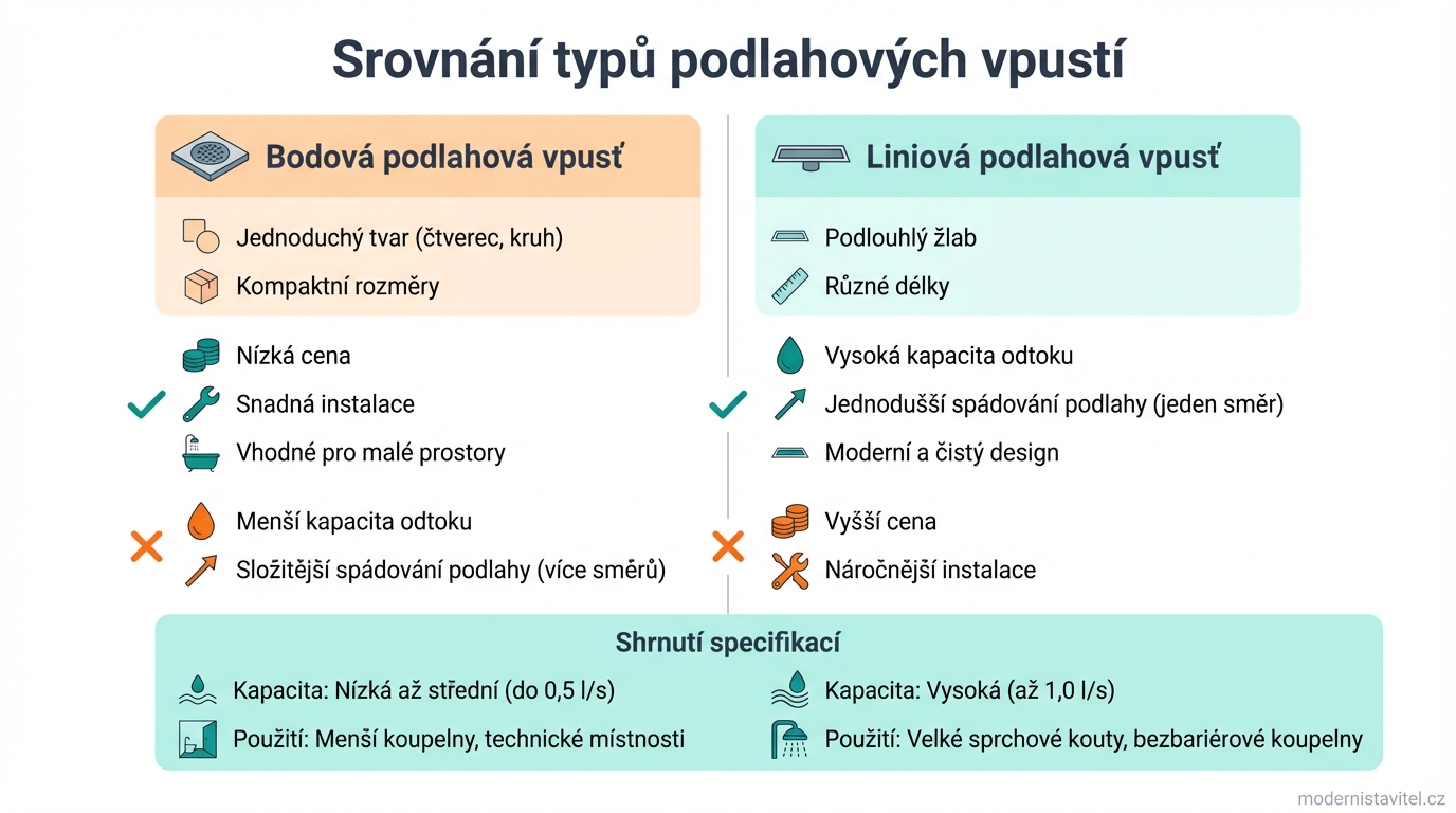 podlahová vpusť: srovnani