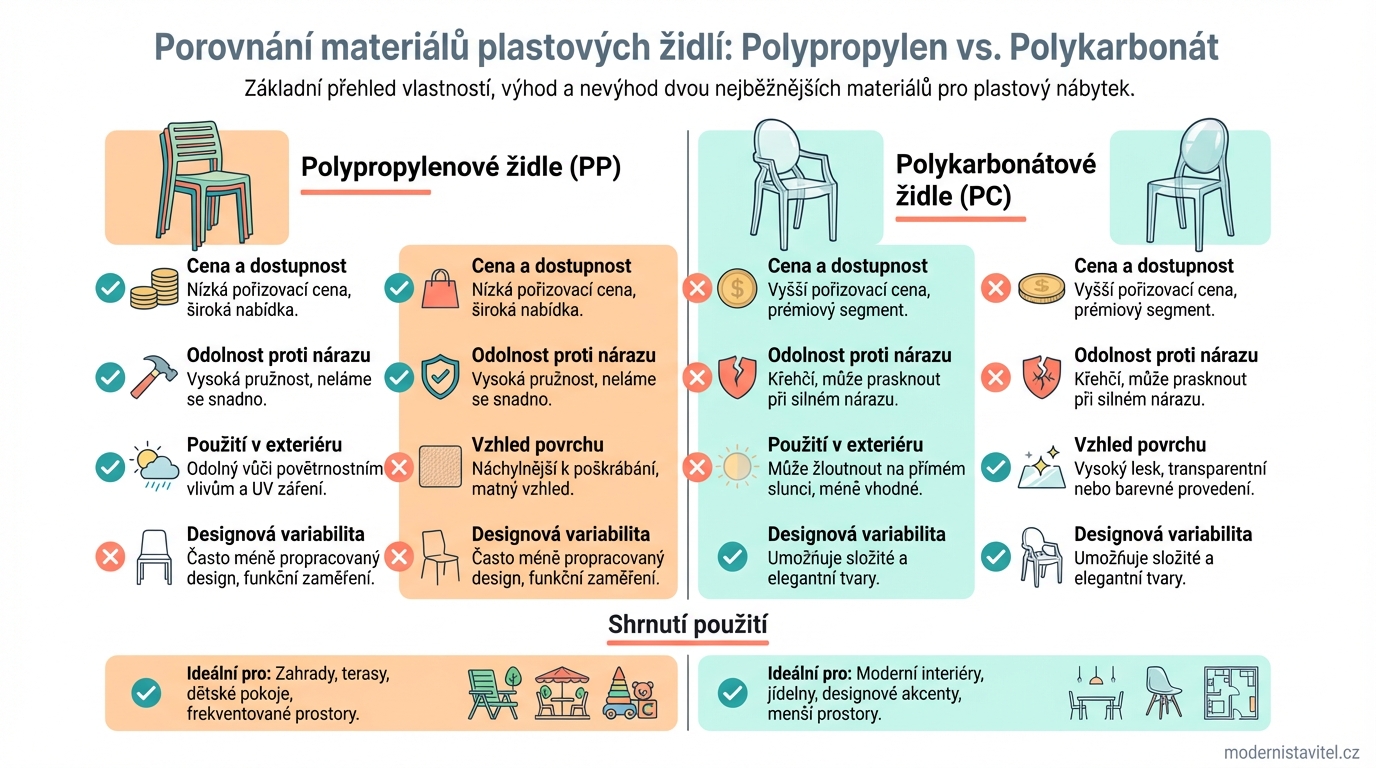 plastové židle: srovnani