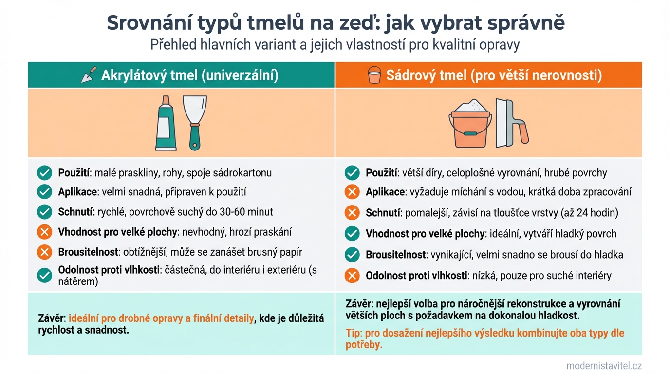tmel na zeď: srovnani