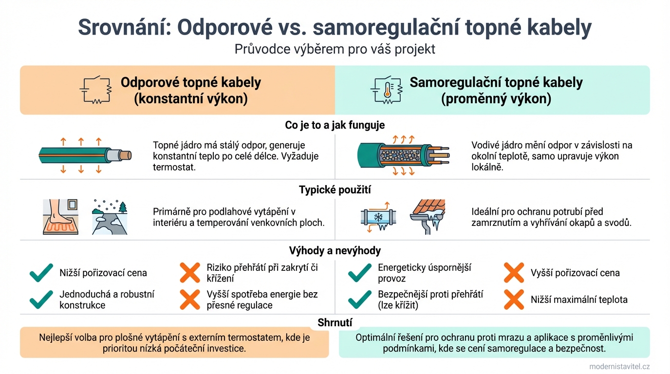topný kabel: srovnani