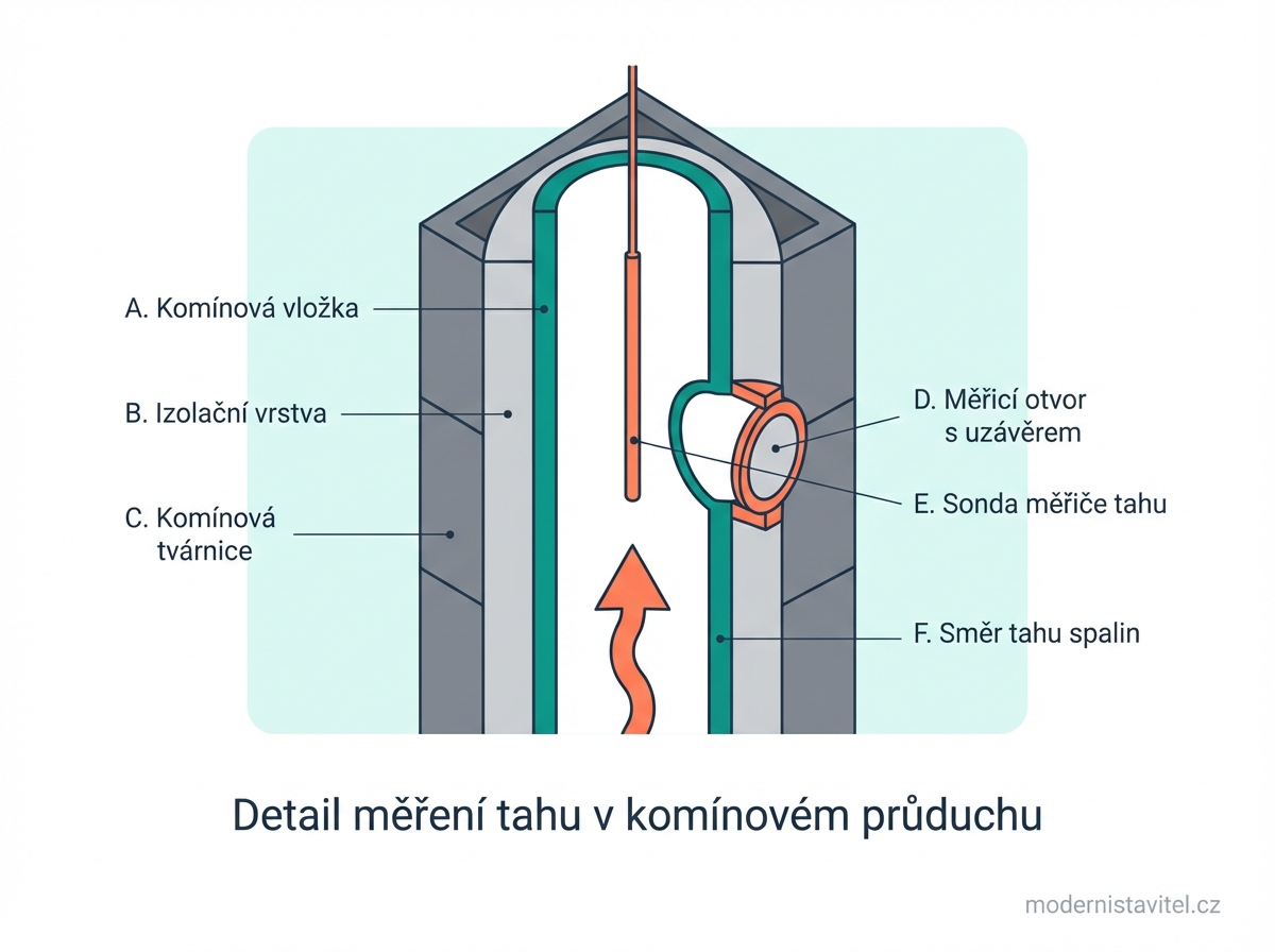 jak změřit tah komína: detail