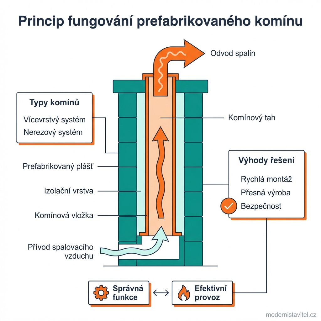 prefabrikovaný komín: diagram
