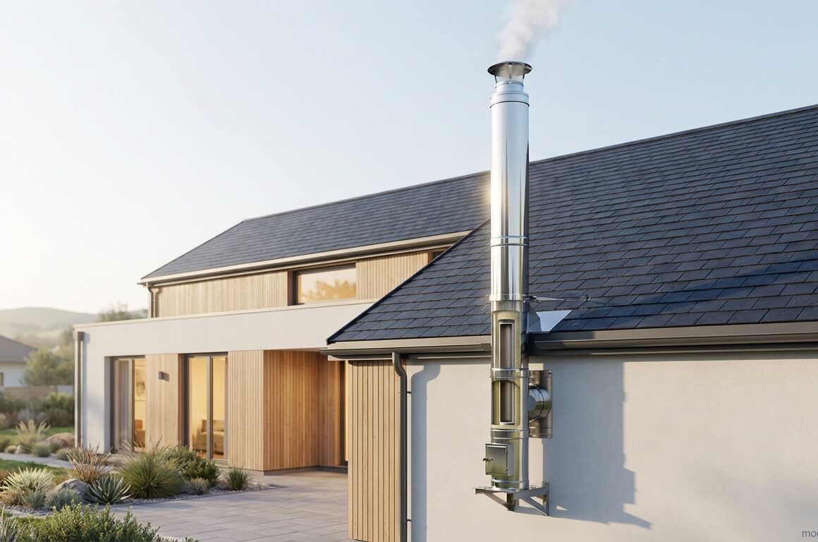 nerezový komín: vizualizace