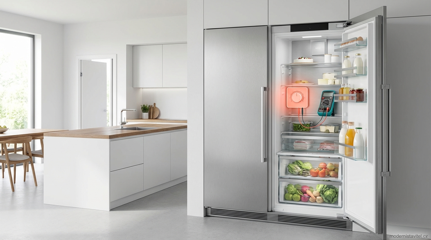 vadný termostat v lednici: vizualizace