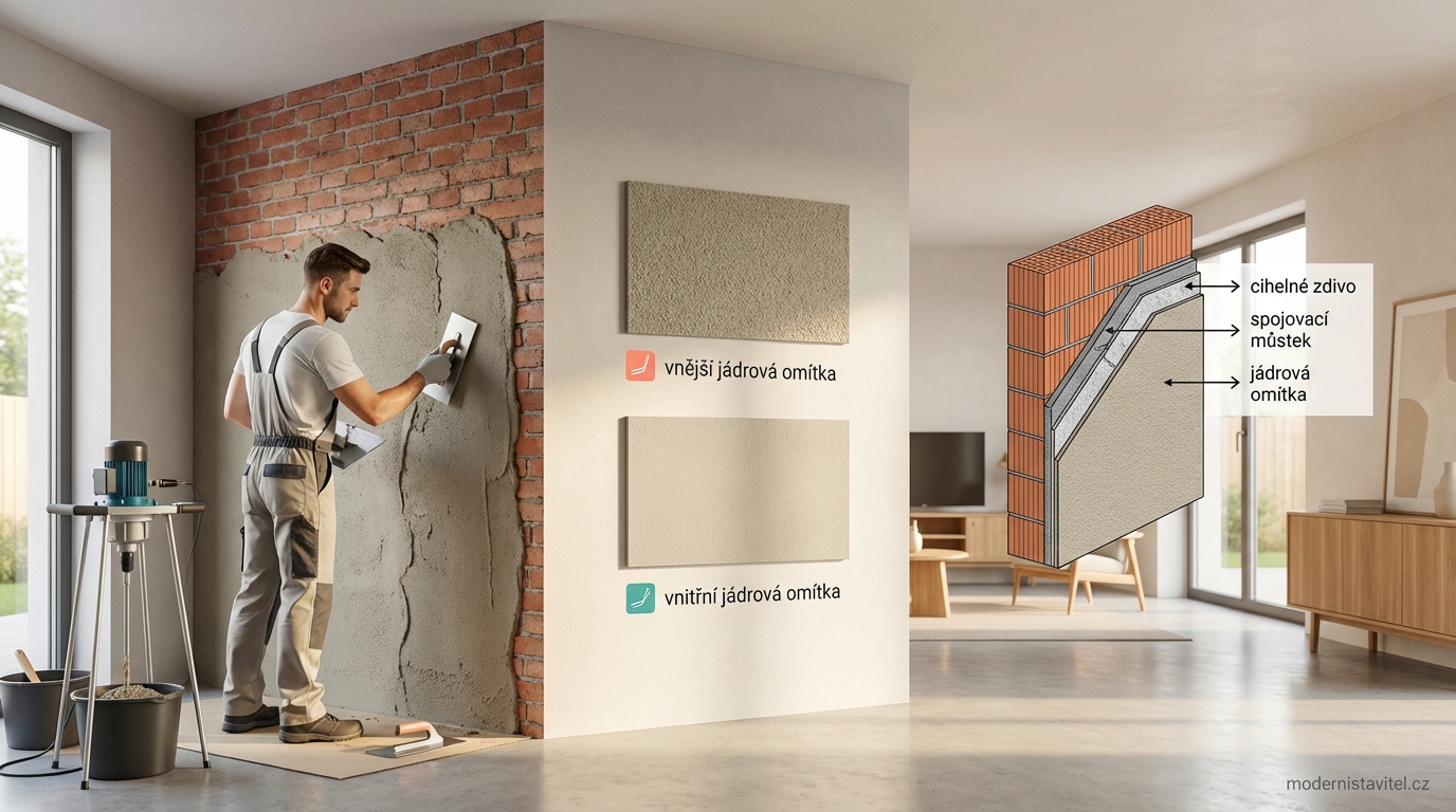 jádrová omítka: vizualizace