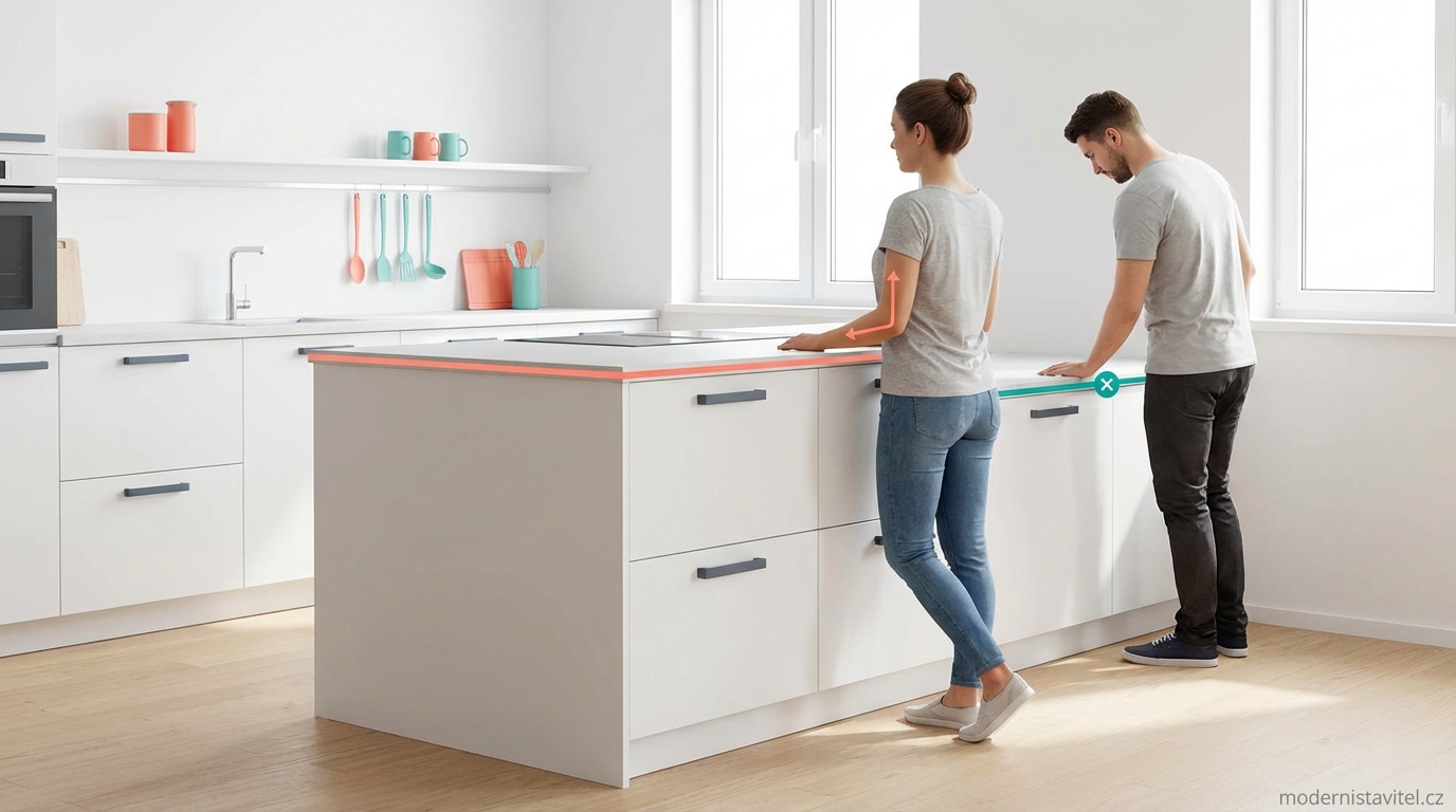 výška kuchyňské linky: vizualizace