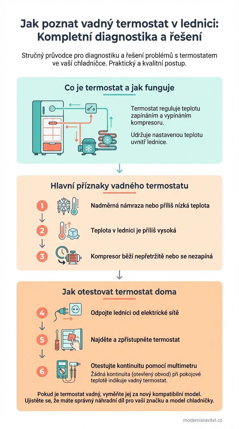 vadný termostat v lednici: infografika