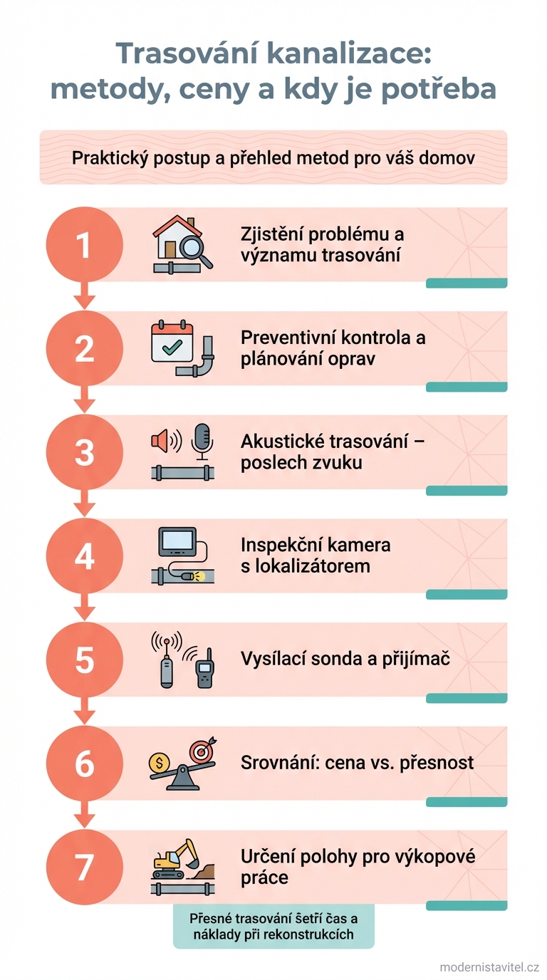 trasování kanalizace: infografika