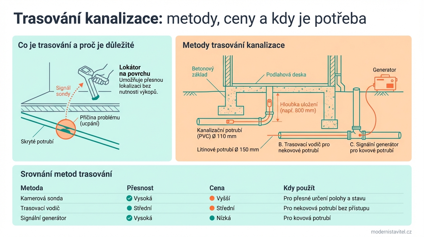 trasování kanalizace: schema