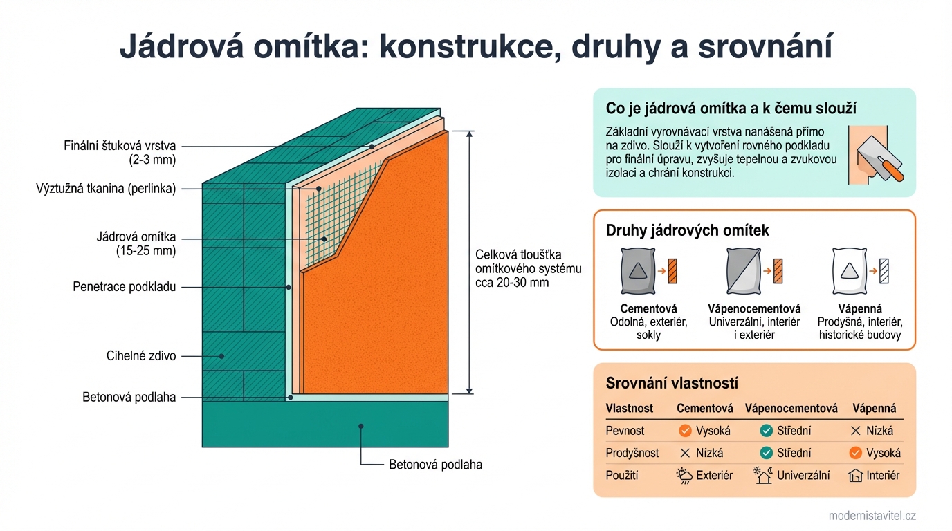 jádrová omítka: schema