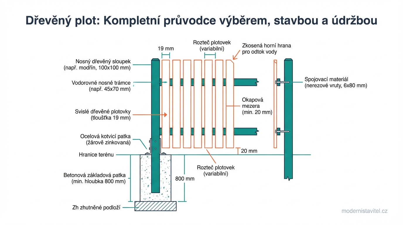 dřevěný plot: schema