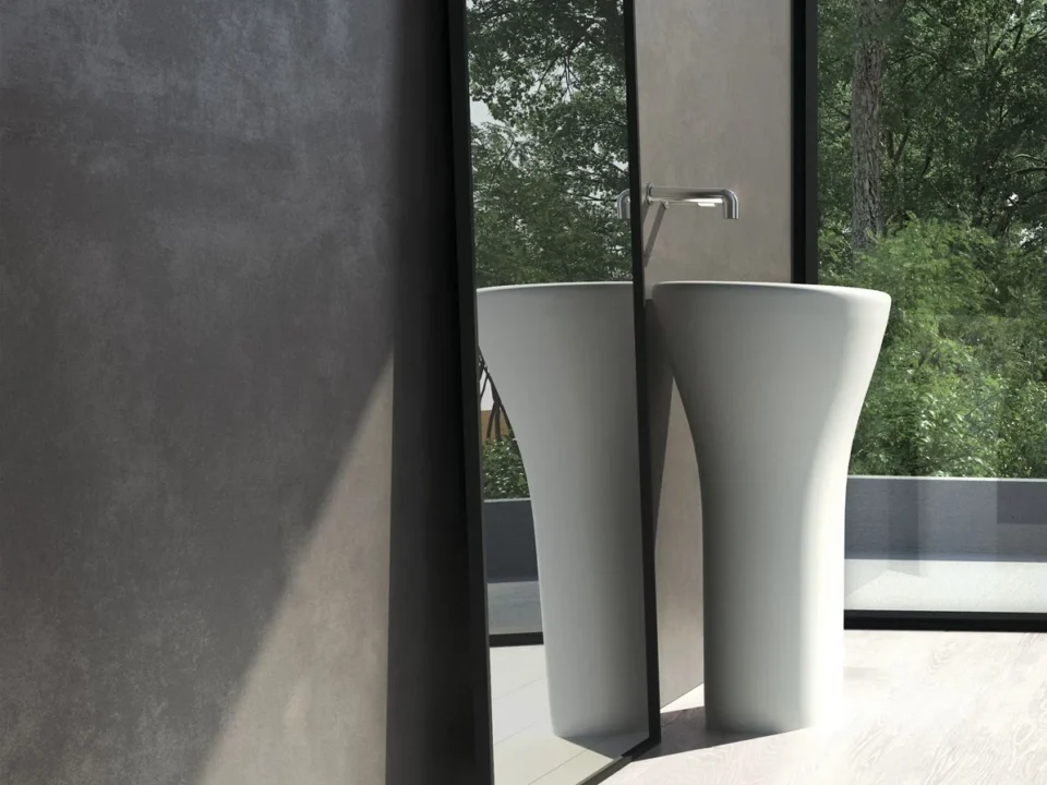 Bezspárový sprchový kout s mikrocementovou stěrkou