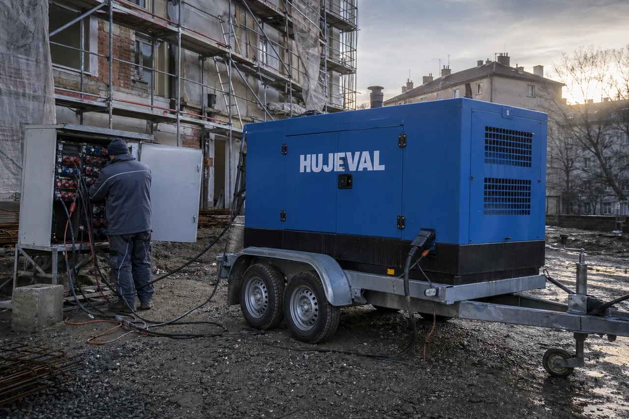 Mobilní elektrocentrála Hujeval v praxi — detail