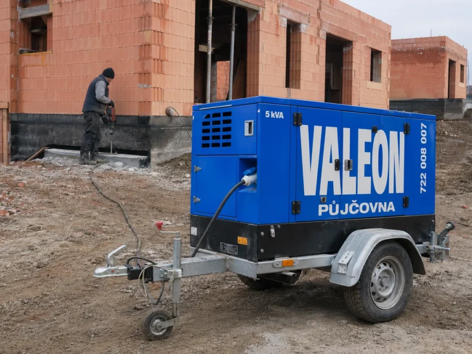 Rozběhové proudy nářadí na stavbě: co skutečně utáhne 5kVA elektrocentrála — mobilní elektrocentrála Valeon