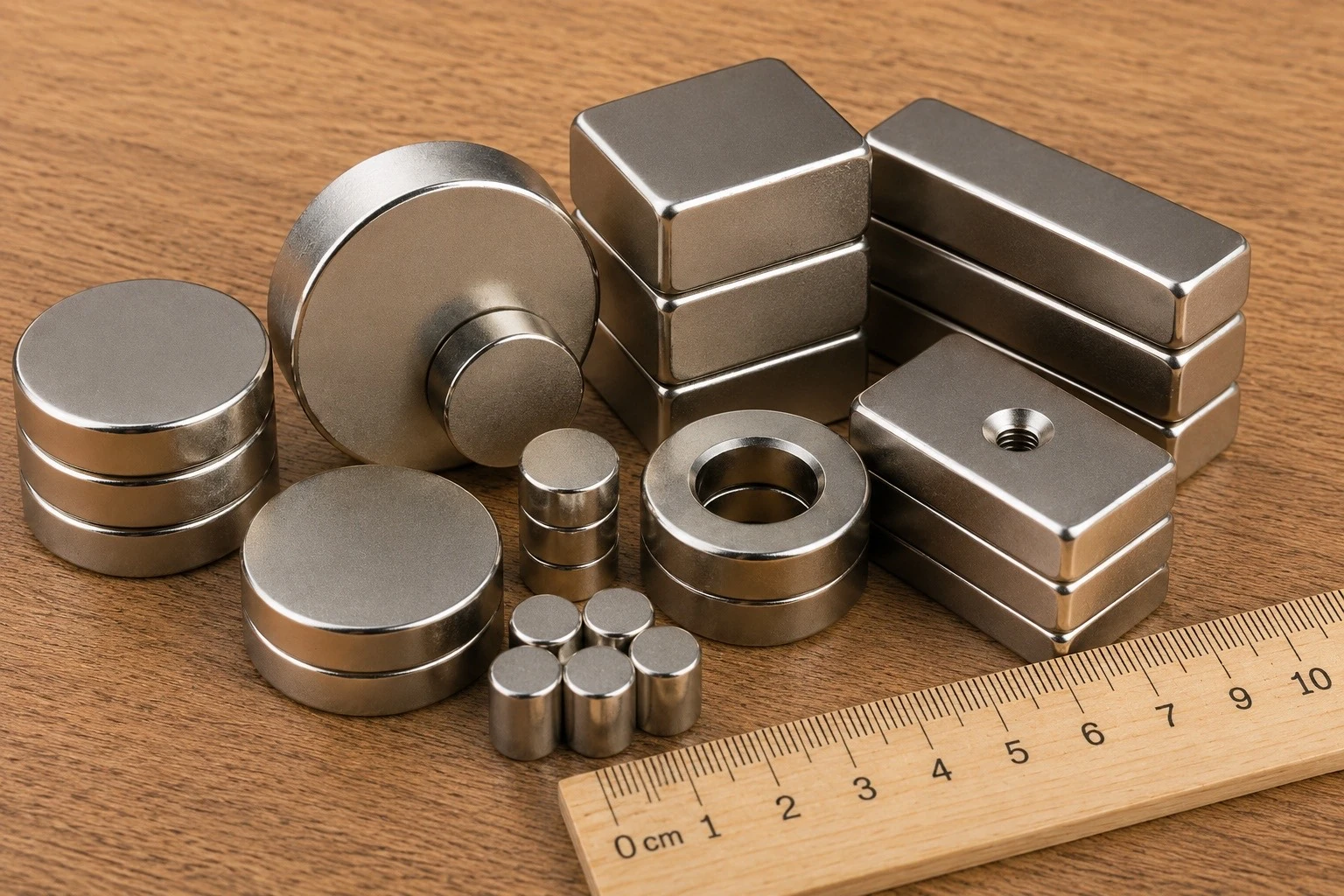 Neodymové magnety různých tvarů a velikostí