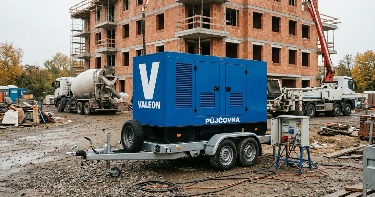 Hrubá stavba v plném nasazení: míchačka, čerpadlo, vibrátor a pila na jednom zdroji